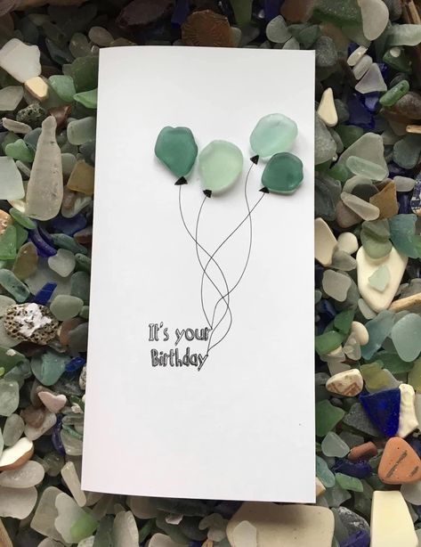 Sea Glass Card, Broken Glass Crafts, Sea Glass Diy, Sea Glass Art Diy, Limerick Ireland, Sea Glass Art Projects, Seaglass Art, Beach Glass Crafts, Rock Gifts