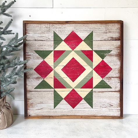 Painted Barn Quilts, Barn Quilt Designs, Barn Quilt Patterns, Star Quilts, Barn Quilt, Christmas Quilt, Barn Quilts, Quilt Kit, Quilt Kits