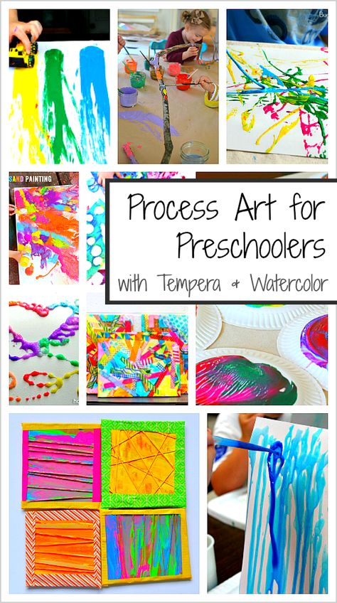 20+ Process Art Activities for Preschoolers: Over 20 art projects for kids using tempera and watercolor paints! Process Art For Preschoolers, Process Art Activities, Art Activities For Preschoolers, Process Art Preschool, Art For Preschoolers, Open Ended Art, Camp Games, Preschool Art Projects, Art Project For Kids