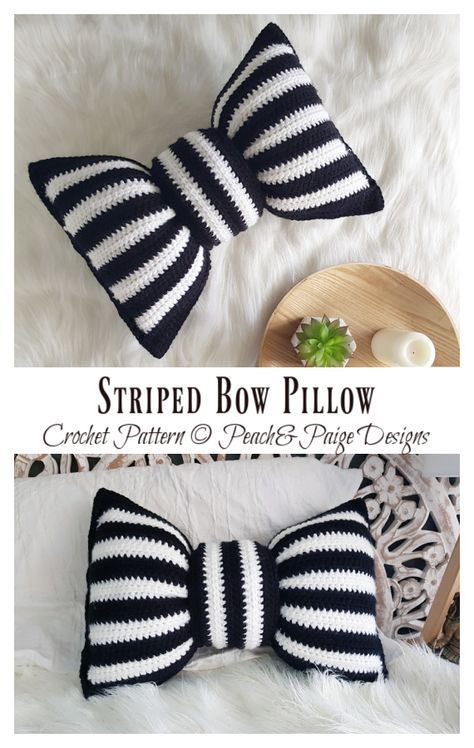 Crochet Bow Pillow Free Pattern, Crochet Bow Pillow, Bow Pillow, Tie Pillows, Pillow Crochet Pattern, Crochet Pillow Cases, Bow Pillows, Christmas Bow Tie, Crochet Bow