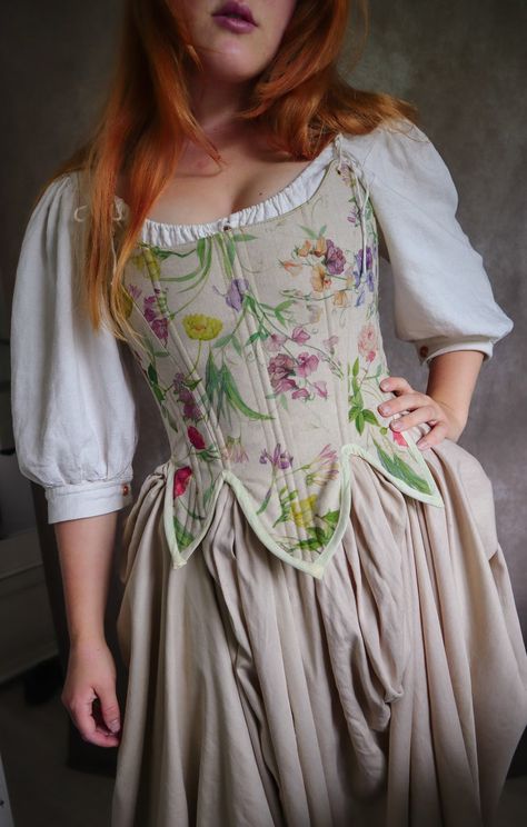 Unique Petal Stays Customisable Corset Lace up 18th Century Historical Inspired Cottagecore Ren Faire Look Fairy Flower Style - Etsy Canada Ren Faire Flower Fairy, Sewing Stays, Fair Ootd, Ren Faire Corset, Pirate Romance, Renfaire Outfit, Cottagecore Corset, Fairycore Outfit, Witchy Clothes