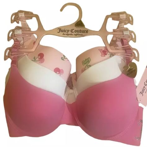 Juicy Couture Bra Sexy Push Up 3 Pack Size 36c Light Pink Hot Pink Black Soft Nylon/Spandex Couture, Kickboxing, Cute Bras Aesthetic, Couture Bra, Hot Pink Bra, Pink Sparkly, Fits Clothes, Cute Bras, Cute Fits