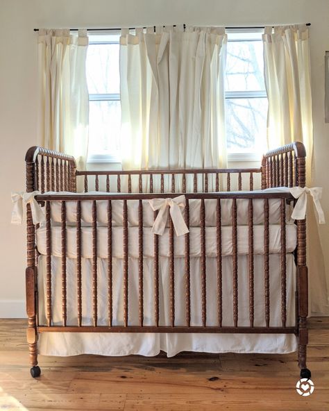 Jenny Lind 3-in-1 Convertible Crib Cherry, Natural Crib Bedding Set, Farmhouse Crib Skirt, Plain Crib Bumper, Neutral Baby Bedding Jenny Lind Crib Nursery, Farmhouse Crib, Neutral Crib Bedding Sets, Farmhouse Cribs, Gender Neutral Crib Bedding, Natural Crib, Vintage Baby Girl Nursery, Brown Crib, Baby Girl Crib Bedding Sets