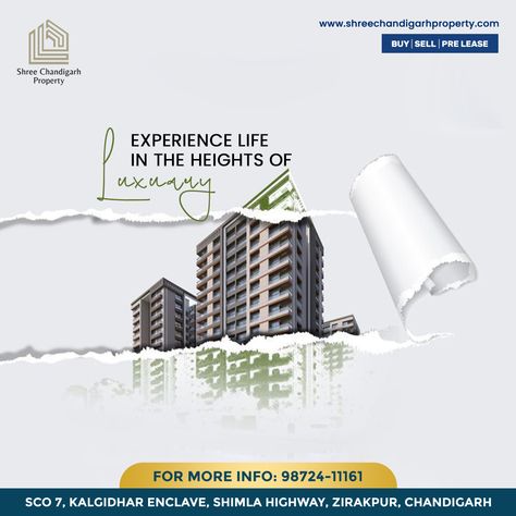 Experience life in the height of luxury. . . Infoline: 98724-11161 SCO 7, Kalgidhar Enclave, Zirakpur Kalka Highway, Shree Chandigarh Property . . www.shreechandigarhproperty.com . . . . . . . #shreechandigarhproperty #residential #commercial #realestate #architecture #construction #home #design #interiordesign #property #realtor #investment #realestateagent #forsale #business #industrial #homedecor #homes #propertymanagement #residentialdesign #apartment #properties #luxuryhomes Real Estate Banner, Real Estate Marketing Design, Hand Painted Denim Jacket, Real Estate Ads, Architecture Construction, Digital Marketing Trends, Experience Life, Construction Home, Painted Denim