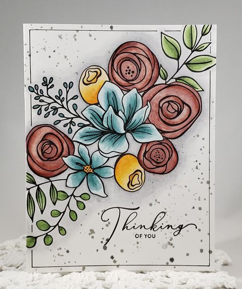 Pastel Flower Painting Easy, Flower Drawing Card Ideas, Flower Marker Art, Watercolor Marker Art Ideas, Marker Art Flowers, Flower Cards Handmade Drawing, Flower Stamp Art, Marker Flowers, Bullet Journal Flowers