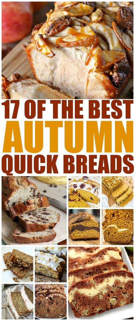 These are 17 of the Best Autumn Quick Bread recipes from popular blogs across the web. Perfect for a cool fall evening with a mug of coffee or even to serve at your thanksgiving dinner, these fall quick breads are sure to delight! Autumn Bread, Fall Bread Recipes, Recipes Autumn, Thanksgiving Bread, Bread Quick, Mug Of Coffee, Holiday Bread, Homemade Bread Recipes Easy, Fall Evening