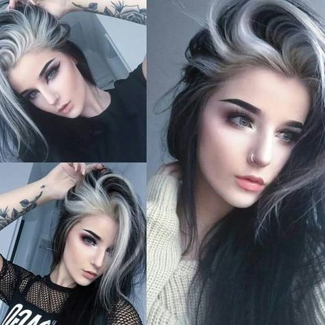 And why you should try them now Fete Emo, Black White Hair, White Hair Color, Luxy Hair, Hair Color Streaks, White Ombre, Super Hair, Pinterest Hair, Hair Images