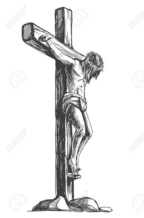 lol Jesus Christ Crucified, Crucified Jesus, Christ Crucified, Jesus Art Drawing, Jesus Crucified, Cross Drawing, Christian Drawings, Christ Tattoo, Surreal Tattoo