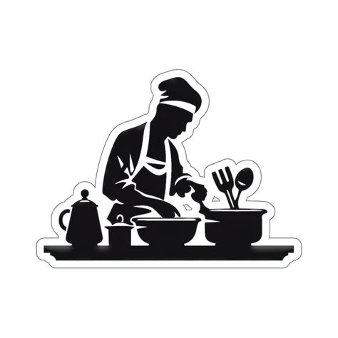 Unique Cooking Chef Sticker - Vinyl Decal for Laptop, Kindle, Hydroflask - Cooking Stickers, Chef Stickers, Culinary Decor by StickersNMugs on Etsy Chef Stickers Aesthetic, Cooking Stickers, Chef Sticker, Culinary Design, Airplane Wallpaper, Kitchen Stickers, Gallery Wallpaper, Food Poster Design, Cooking Chef