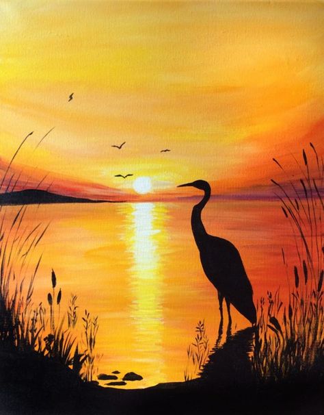 Painting created at Graffiti Paintbar, Nashua NH Skyscape Art, Silhouette Painting, Scenery Paintings, Easy Canvas Painting, Graffiti Painting, Night Painting, Sunset Painting, Beginner Painting, Silhouette Art