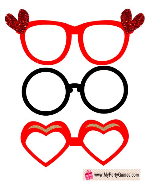 Free Printable Love Glasses, Valentine Photo Booth Props Glasses Template, Valentine Glasses, Photo Booth Props Template, Photo Booth Props Free Printables, Glasses Valentine, Valentines Photo Booth, Photo Booth Props Free, Photo Booth Printables, Diy Photo Booth Props