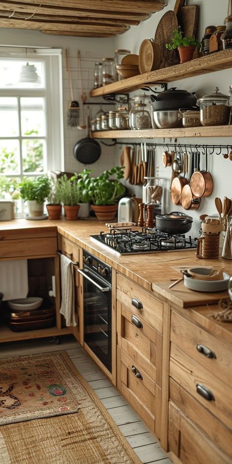 Retro Rustic Kitchen, Small Rustic Kitchen, Country Pantry, Traditional Rustic Kitchen, Rural Kitchen, Small Rustic Kitchens, Rustic Kitchen Ideas, Country Style Decor, Farmhouse Kitchen Design