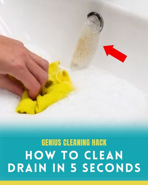 How to Clean Your Drain in 5 Seconds Clean Drains Naturally, Smelly Sink Drain, Smelly Shower Drain, Cleaning Drains, Cleaning Sink Drains, Diy Drain Cleaner, Clean Bathroom Sink, Smelly Sink, Smelly Bathroom