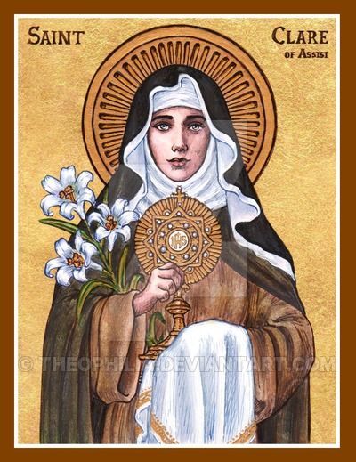 St.+Clare+of+Assisi+icon+by+Theophilia.deviantart.com+on+@DeviantArt Saint Claire Of Assisi, St Claire Of Assisi, Catholic Saints Images, Saint Clare Of Assisi, St Clare Of Assisi, Saint Claire, Saint Clare, St Clare, Saint Philomena