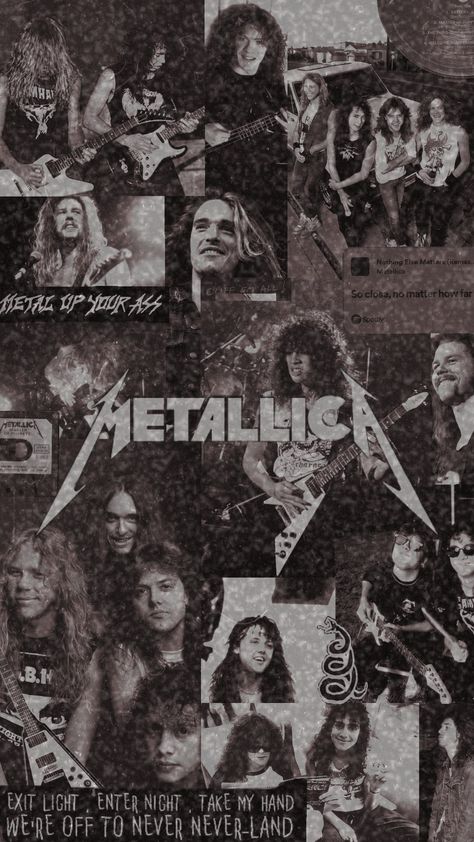 Lazy post #metallica #blackandwhite #aesthetic #wallpaper #80s #90s #thrashmetal #music #kirkhammett #jameshetfield #cliffburton #jasonnewsted #larsulrich #metal #musician #band Metal Band Wallpaper Iphone, Metal Wallpapers Music, Metallica Collage Wallpaper, Rock Band Wallpaper Iphone, Metallica Phone Wallpapers, Wallpaper Metallica Band, Aesthetic Band Wallpaper, Metalica Aesthetic, Metal Music Wallpapers