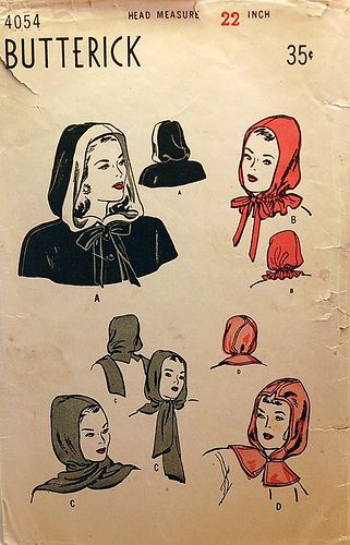 Boiled Wool Fabric, Hooded Scarf Pattern, Blithe Spirit, Hood Pattern, 40s Style, Hats And Scarves, Butterick Sewing Pattern, Handmade Hat, Moda Vintage