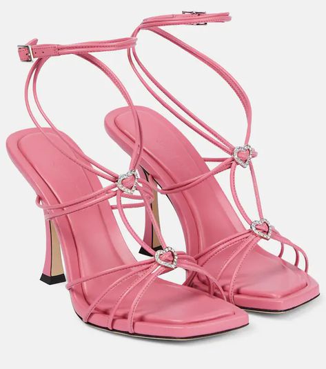 Jimmy Choo Heart Heels, Pink Designer Heels, Jimmy Choo Sandals, Heels Pink, Fancy Shoes, Girly Shoes, Aesthetic Shoes, Candy Pink, Pink Heels