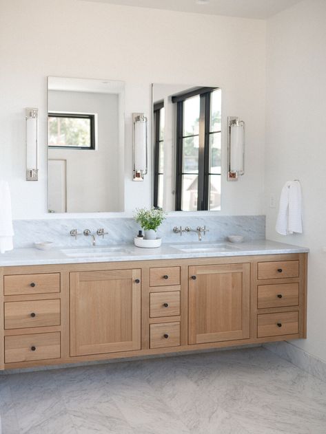 Wolverine Drive Master Bath Reveal — Light & Dwell Frameless Vanity Mirrors, Light And Dwell, Bathroom Vanity Top, Primary Bath, Primary Suite, Suite Bathroom, Interior Work, Double Bathroom, Engineered Stone