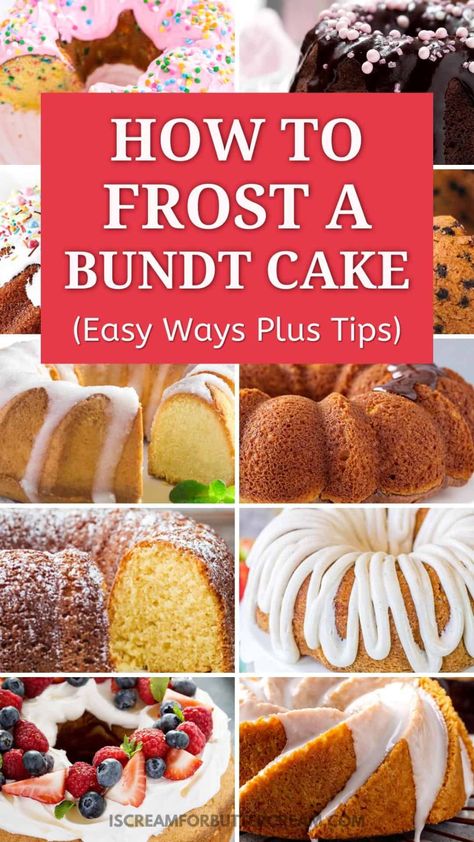 Frost A Bundt Cake, Bundt Cake Icing, Bundt Cake Frosting, Bundt Cake Frosting Recipe, Bundt Cake Decorations, Bundy Cake, Cake Icing Techniques, Cake Frosting Tips, Bundt Cake Glaze