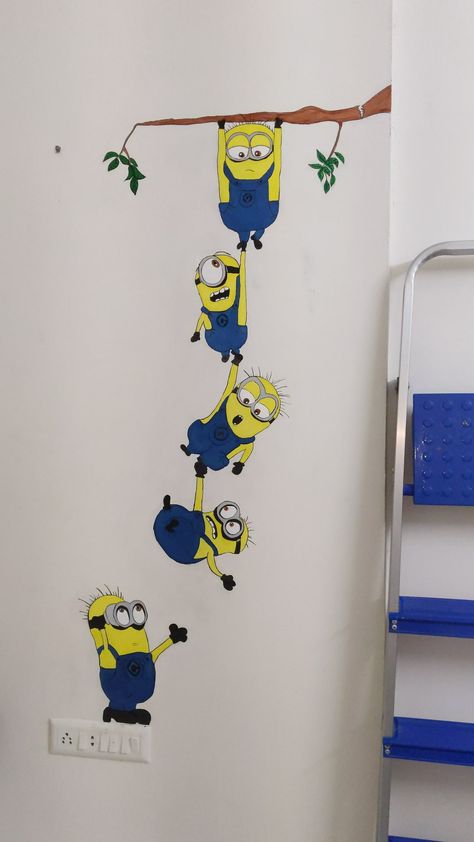 Corner Painting Ideas Wall, Minion Room Decor, Minion Room, Simple Wall Paintings, Iron Man Hd Wallpaper, School Office Decor, Primary School Art, Wall Art Diy Paint, Arts And Crafts For Teens