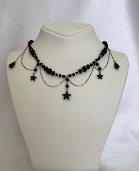 Diy Black Necklace, Gothic Homemade Jewelry, Goth Beaded Necklace, Goth Beaded Jewelry, Gothic Beaded Jewelry, Diy Goth Jewelry, Gothic Beaded Necklace, Goth Jewelry Diy, Accesorios Dark