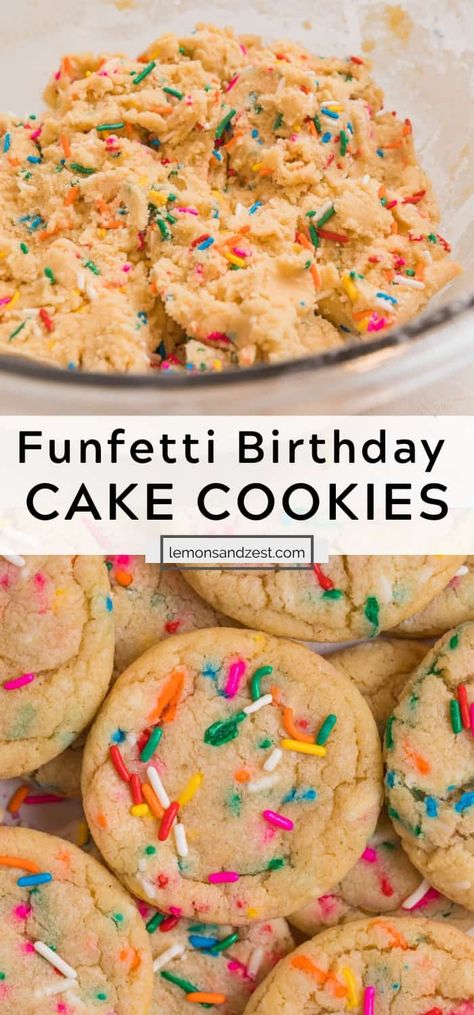 Birthday Sprinkle Cookies, Homemade Funfetti Cookies, Homemade Birthday Desserts, Birthday Cookies Recipes, Small Birthday Treats, Sprinkle Cookies Recipe Easy, Birthday Deserts Ideas Not Cake, Confetti Cookies Recipe, Birthday Cake Desserts