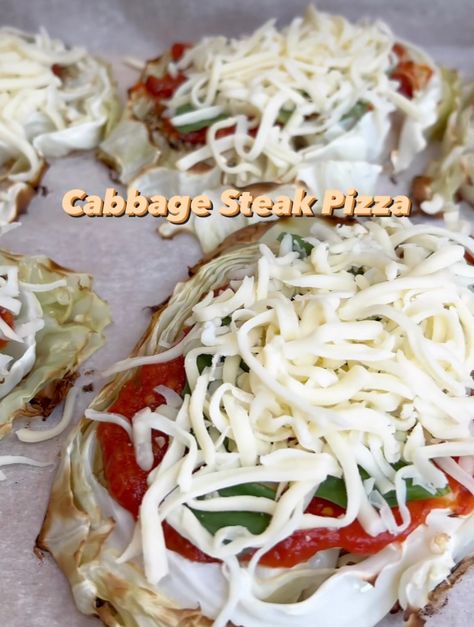 Cabbage Steak Pizza Seasoning For Cabbage, Cabbage Pizza, Cabbage Steak, Baked Cabbage Steaks, Steak Pizza, Baked Cabbage, White Cabbage, Cabbage Steaks, Hearty Dinner