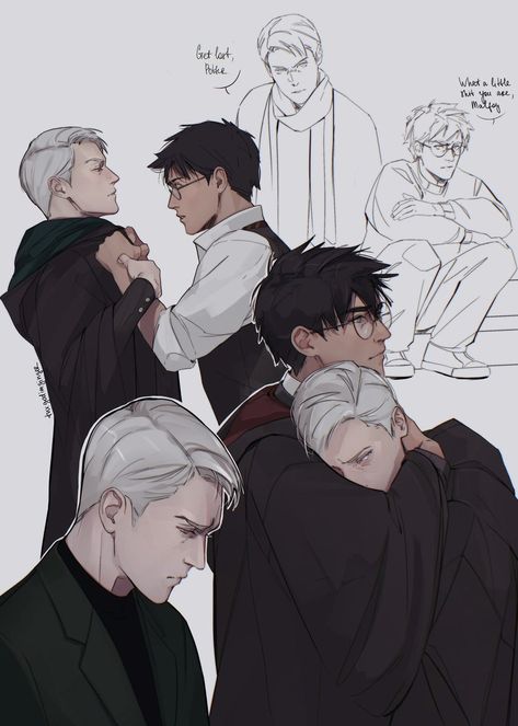 Darry Fanart, Harry And Draco, Dark Harry, Draco Malfoy Fanart, Drarry Fanart, Harry Draco, Gay Harry Potter, Images Harry Potter, Harry Potter Comics