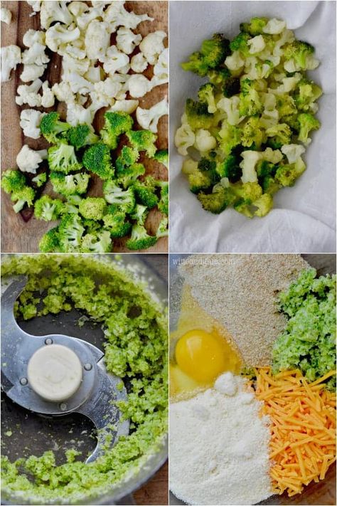 Broccoli Cheddar Cauliflower Tator Tot Recipe - Simple Joy Broccoli And Cauliflower Side Dish, Tator Tot Recipe, Steamed Broccoli Recipes, Broccoli Cauliflower Recipes, Broccoli Cheddar Bites, Broccoli Tater Tots, Cauliflower And Broccoli Cheese, Cheddar Cauliflower, Broccoli Tots