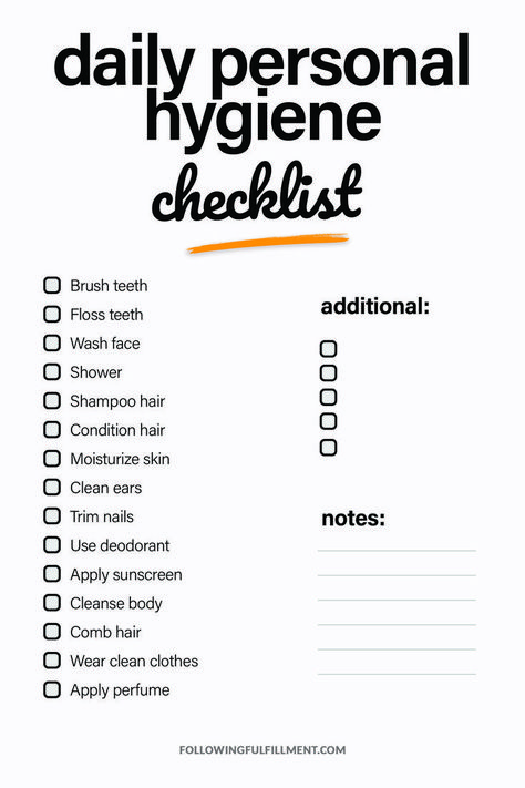 CLICK TO DOWNLOAD THE CHECKLIST IN HD! Stay clean and healthy with our printable Daily Personal Hygiene Checklist. Keep track of your hygiene routine and maintain good habits. Free download! Cleaning Service Checklist, Move Out Checklist, Onboarding Checklist, Buying Land, Assessment Checklist, House Checklist, Safety Checklist, Marketing Checklist, Tenant Screening