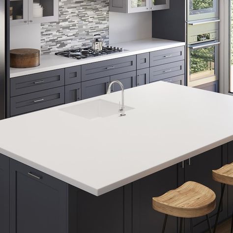 Matte White Countertops Kitchen, All White Quartz Countertop, Solid Surface Countertops Kitchen Corian, Solid White Countertops Kitchen, Plain White Countertops Kitchen, White Kitchen Countertops Quartz, White Solid Surface Countertops, Solid White Quartz Countertop, Best White Quartz Countertops