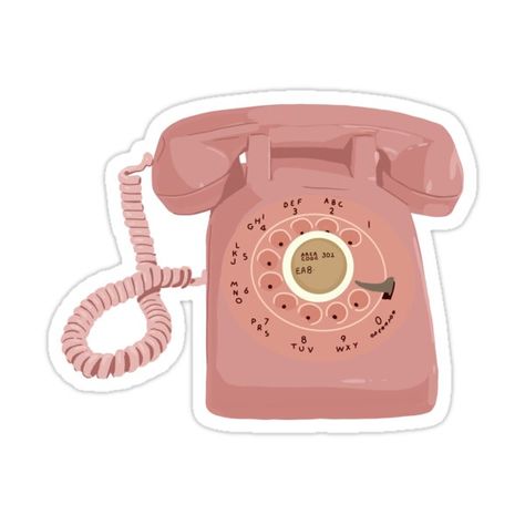 Old School Phone, Pink Telephone, Phone Decals, Scrapbook Stickers Printable, Vintage Telephone, Phone Stickers, Old Phone, Desk Phone, Aesthetic Stickers