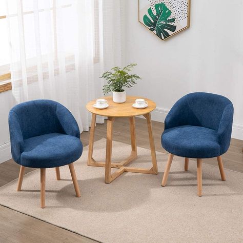 Ansley&HosHo-EU Set of 2 Fabric Tub Chairs, Small Living Room Chairs with Solid Wood Legs, 2 Pieces Occasional Chairs Sofa Side Lounger Chairs Fireside Chairs for Bedroom Small Apartment, Blue: AmazonSmile: Kitchen & Home Ikea Room, Small Living Room Chairs, Small Sectional Sofa, Bedroom Blue, Sofa For Living Room, Fireside Chairs, Staff Room, Uni Room, Room Blue