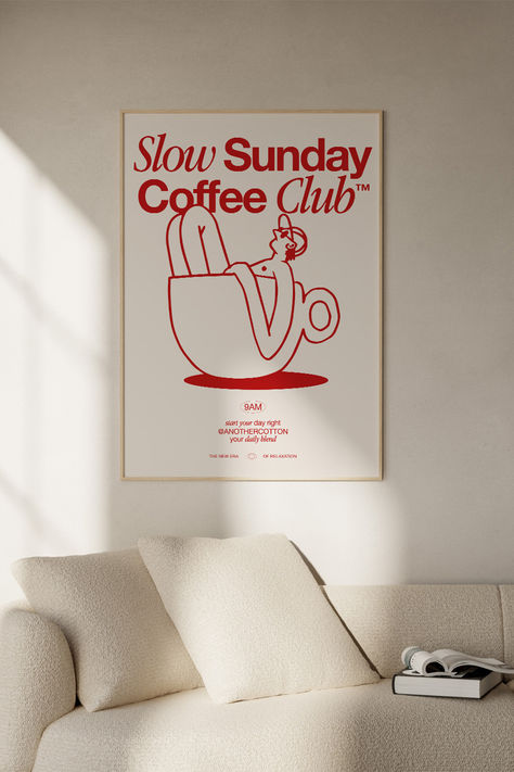 Coffee Club Poster Framing Ideas, Coffee House Branding, Coffee Aesthetic Poster, Coffee Illustration Art, Coffee Graphic Design, Coffee Prints, Diploma Design, Coffee Poster Design, Interior Poster