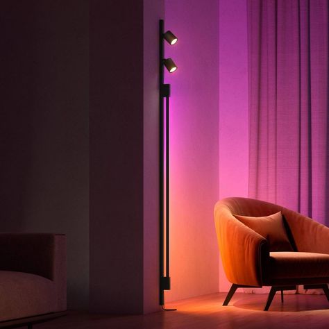 Philips Hue Living Room, Philips Hue Inspiration, Philips Hue Lighting Ideas, Philips Lights, Taupe Bedding, Phillips Hue, Hotel Bedroom Design, Hue Lights, Philips Lighting