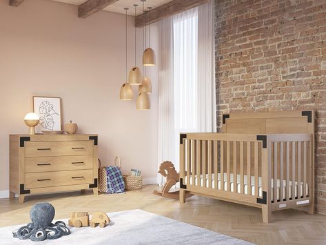 Child Craft Lucas Crib and Dresser Nursery Set, 2-Piece, Includes 4-in-1 Convertible Crib and 3-Drawer Dresser, Grows with Your Baby (Nutmeg) Shiplap Headboard, Changing Table Topper, Baby Cribs Convertible, Nursery Furniture Collections, Baby Furniture Sets, Nursery Dresser, Changing Table Dresser, Toddler Mattress, Rustic Nursery