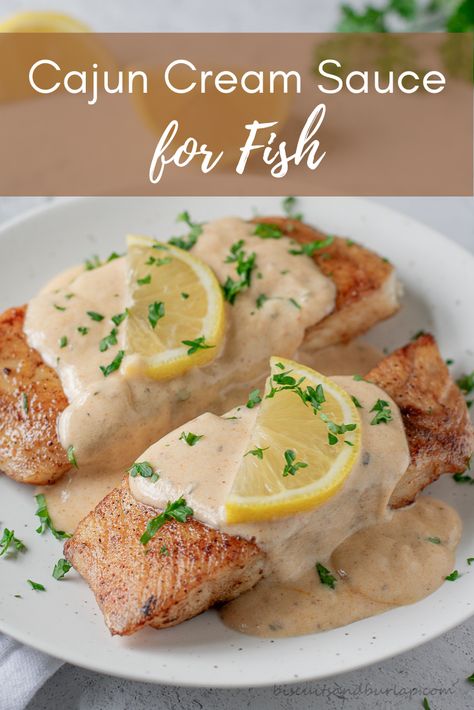 This easy Cajun Cream Sauce has extra flavor from the pan drippings from cooking fish. Cajun Sauce For Fish, Cajun Fish Sauce, Fish In A Cream Sauce, Essen, Sauce For Redfish, Sauce To Go With Fish, Fish Recipes Cream Sauce, Shrimp Cream Sauce For Fish, Fish And Gravy Recipe