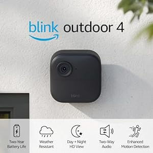 Blink Outdoor 4 — Wireless smart security camera, two-year battery, 1080p HD day and infrared night live view, two-way talk – 3 camera system Blink Camera, Ip Security Camera, Doorbell Camera, Amazon Devices, Outdoor Camera, Motion Sensors, Security Camera System, Alexa Device, Surveillance Cameras