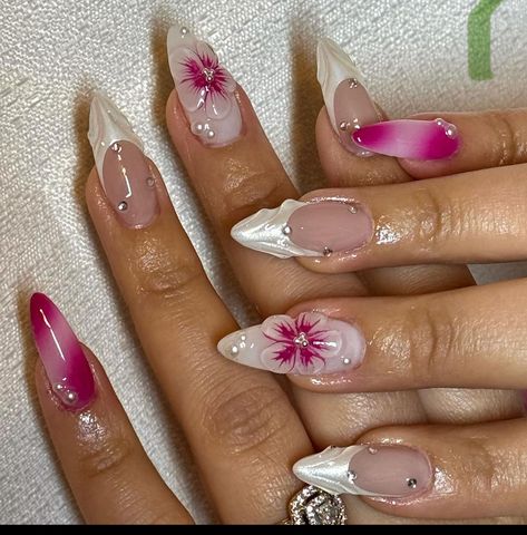 Europe Acrylic Nails, Almond Nails Graduation, Orchid Nails Square, Jelly Flower Nails, Sculpted Flower Nails, Maddy Perez Nails, Mexican Style Nails, Water Drop Nails, Textured Nail Art