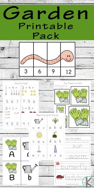 Garden Worksheets for Kids - FREE printable printables to help preschool, prek, kindergarten, and first grade practice counting, alphabet letters, gardening words, sorting by size, skip counting, math practice, addition, and so much more. Sorting By Size, Pre K Worksheets, Garden Unit, Preschool Garden, Sequencing Cards, Garden Activities, Rainbow Printable, Spring Preschool, Skip Counting