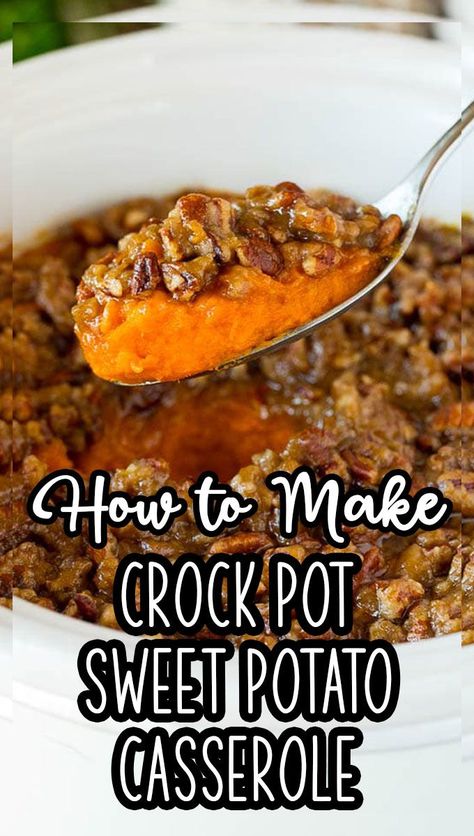 Crock Pot Sweet Potato Casserole, Canned Sweet Potato Casserole, Sweet Potato Casserole Crock Pot, Crock Pot Sweet Potatoes, Sweet Potato Casserole Easy, Slow Cooker Sweet Potatoes, Sweet Potato Souffle, Canning Sweet Potatoes, Crock Pot Potatoes