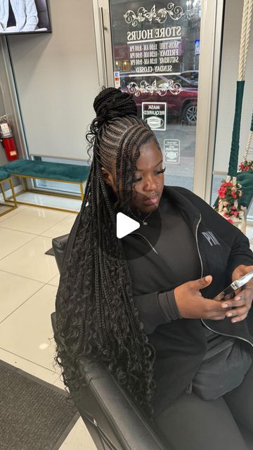 Come Get Slayed This Way !! on Instagram: "Half up , half down freestyle Fulani braids with a banggg 💥  • • •  #malestyles#quickweaves#stitchbraids#feedinbraids#stitchhair#freestylebraids#freestylehair #explore #explorepage #viral #viralreels #trending #nycstylist #nycbraider #invisiblelocs #braidstyles #knotlessbraids #malebraids #malestyles #knotlessboxbraids #freestylecornrows #boxbraids #Heartbraids #knotlesstothefloor #colorbraids #locretwist #aliciakeysbraids #softlocs#ponytail#nycstylist #nychairstylists #traditionalsewin" Half Feed In Half Knotless Braids, Braids Half Up Half Down, Freestyle Fulani Braids, Freestyle Fulani, Alicia Keys Braids, Braid Half Up Half Down, Half Braid, Braided Half Up, Fulani Braids