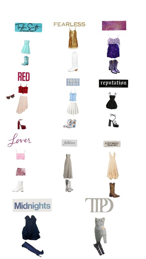 Taylor's albums as outfits Taylor Swift Original Album Outfit, Taylor Album Outfits, Taylor Swift Album Costumes, Taylor Swift Album Inspired Outfits, Taylor Swift Album Outfits, Dress Like Taylor Swift, Taylor Swift Debut Album, Tyler Swift, Taylor Concert