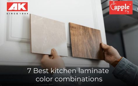 Kitchen flooring is one of the most important parts of any home's interior design. Choose from a variety of colors and shapes to create an attractive showcase for your kitchen. Here are 7 kitchen laminate color combinations that you can choose for your home. Kitchen Wooden Colour Combination, Kitchen Sunmica Colours Combination, Kitchen Laminate Colour, Hpl Kitchen Colors, Merino Laminates Kitchen, Wooden Laminate Kitchen, Laminate Colour Combinations, Wood Laminate Kitchen Cabinets, Kitchen Sunmica Combination