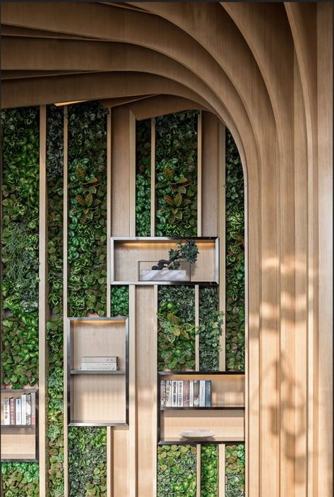 Green Wall Design, Hotel Lobby Design, Lobby Design, Garden Cafe, Green Architecture, Small Bedroom Decor, Retail Store Design, Salou, Room Dividers