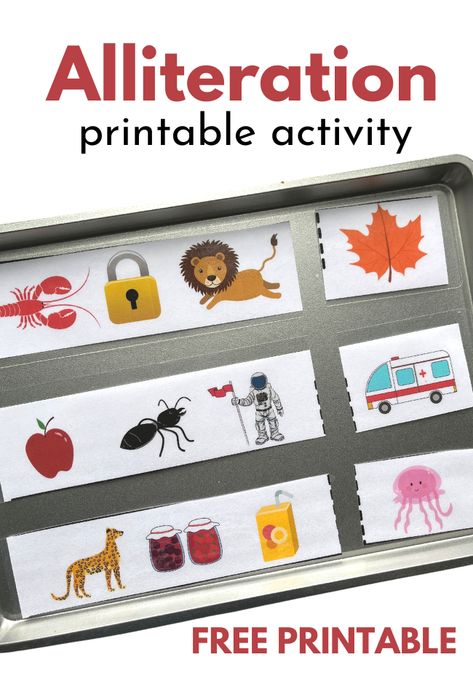 Alliteration Activity - Free Printable - No Time For Flash Cards Alphatales Activities, Preschool Language Activities Early Literacy, Prek Alliteration Activities, Preschool Alliteration Activities, Teaching Alliteration, Alliteration Activities Preschool, Alliteration Activities, Cloud In A Jar, Phonological Awareness