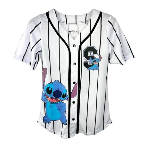 Dive Into The Tropical World Of Lilo And Stitch With Our Disney Ladies Baseball Jersey Shirt! This Charming White And Black Shirt Features Playful Prints, Capturing The Essence Of The Beloved Characters. With A Comfortable Fit And A Button-Down Style, It's Perfect For Casual Outings For Women. Embrace The Magic Of Disney With This Shirt, Combining Style And Nostalgia. Let Lilo And Stitch Accompany You On Your Everyday Adventures! Stitch Clothes Summer, Stitch Birthday Outfit, Stitch Preppy, Stitch Outfits, Stitch Room, Stitch Things, Lilo And Stitch Characters, Stitch Character, Belly Shirts