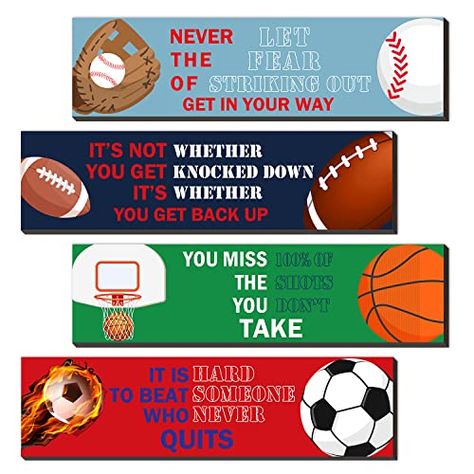 Sports Theme Classroom, Playroom Classroom, Bedroom Quotes, Sport Quotes Motivational, Sports Room, Sports Wall, Bedroom Playroom, Sports Decorations, Quote Wall Art