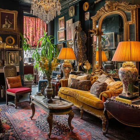 Maximalist Living Room, English Interior, English Room, Classic Living Room, Maximalist Decor, Vintage Sofa, Classic Interior, Living Room Inspiration, Victorian Homes