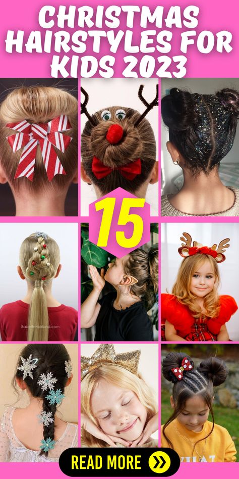 Short and Sweet Christmas Hairstyles for Kids: Short hair can be sweet and stylish for kids during Christmas in 2023. Discover easy and adorable short hairstyles perfect for the holiday season. Learn how to style your child's hair with our DIY tutorial at home and add a touch of magic with curly, wavy, or straight hair. Christmas Hairstyles For Kids, Whoville Hair, Holiday Hairstyles Easy, Bangs Curtain, Anna Hair, Diy Updo, Performance Hairstyles, Curly Ponytail, Fun Hair